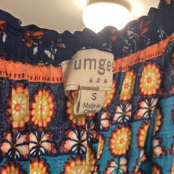Umgee Orange and Navy Patterned Maxi Dress - Picture 4 of 10
